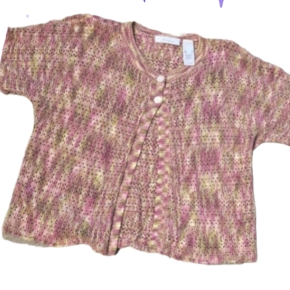 Lg vintage cardigan, so pretty in person short sleeved - Picture 1 of 5